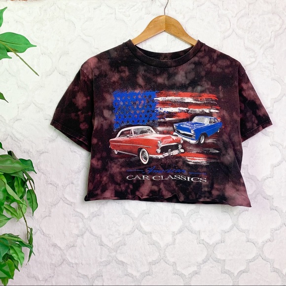 Tops - Classic Cars Reverse Bleach Tie Dye Graphic T-Shirt Size Medium
